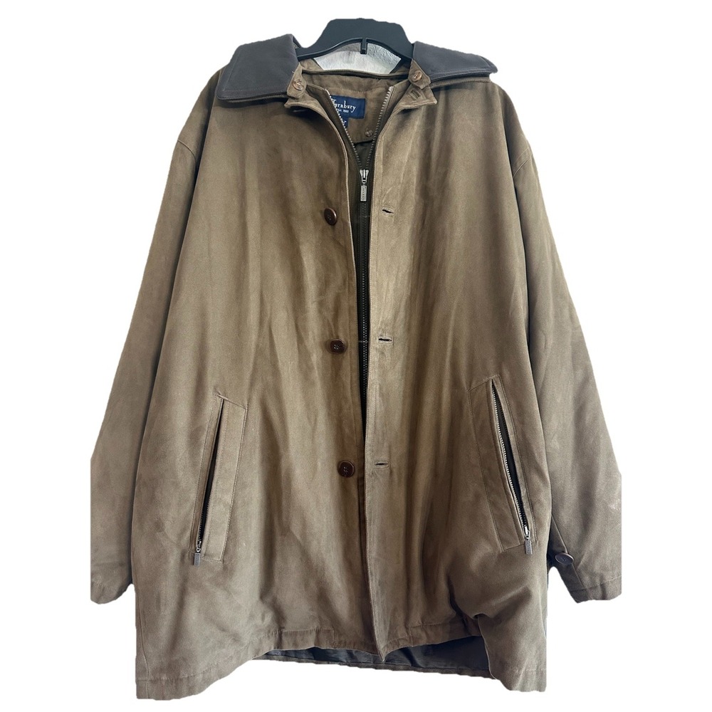 Turnbury Men’s Chore Jacket Barn Coat Leather Collar Detachable Lining Large Tan